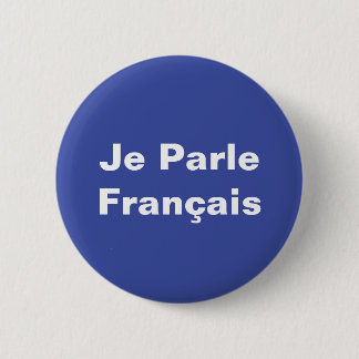 フランス語を話します 白地に青 缶バッジ
