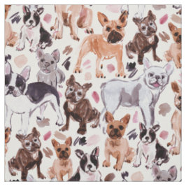 フランス語パインターリー水彩犬 ファブリック