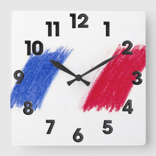フランス語 スクエア壁時計 (正面)