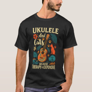 フランス語 Hawaiian + Ukulele + Uke + 猫 + ウクレレ + 猫 + 癒し Tシャツ