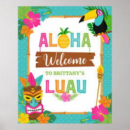 フランス語: Luau Aloha ハワイアン トロピカル 誕生日 ウェルカム ポスター