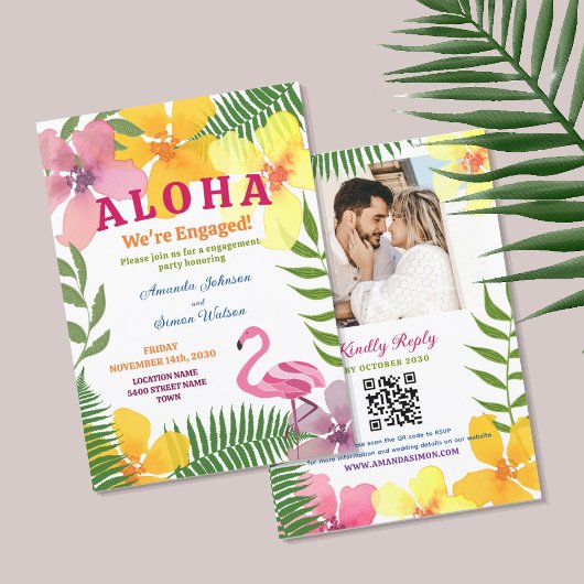フランス語: Luau Engagement Party QRコード 招待状