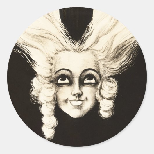 フランス貴族ウィッグの髪ヴィンテージ1920年代アート ラウンドシール (正面)