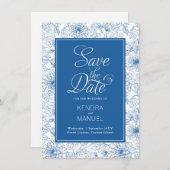 フランス青花の中国風結婚式 セーブザデート (正面/裏面)