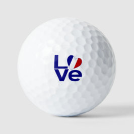 フランス青LOVEハート国旗 ゴルフボール