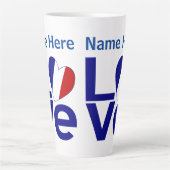 フランス青LOVE ギア フラグ カスタマイズ カフェラテマグ (正面)