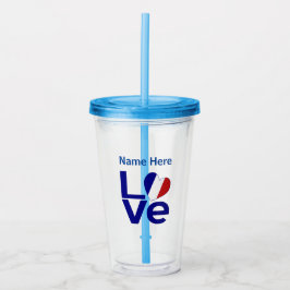 フランス青LOVE ギア フラグ パーソナライズド アクリルタンブラー