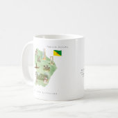フランス領ギアナのモノグラム入り水彩画風地図デザイン コーヒーマグカップ (正面左)