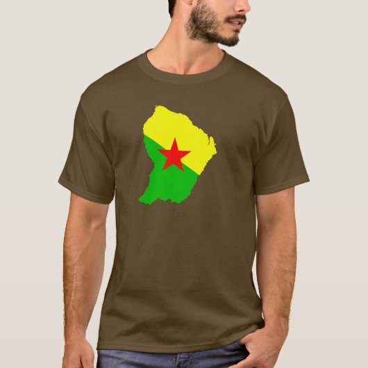 フランス領ギニアの旗の地図 Tシャツ (正面)