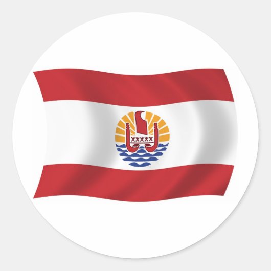 フランス領ポリネシアの国旗ステッカー ラウンドシール (正面)