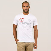 フランス領ポリネシアの旗のハートおよび地図のTシャツ Tシャツ (正面フル)