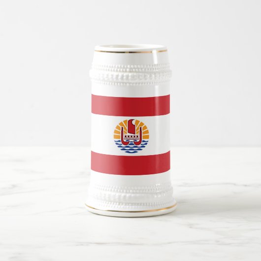 フランス領ポリネシアの旗 ビールジョッキ (中央)