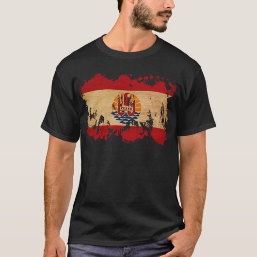 フランス領ポリネシアの旗 Tシャツ (正面)