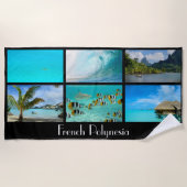 フランス領ポリネシアの熱帯ビーチの郵便はがき ビーチタオル (正面)