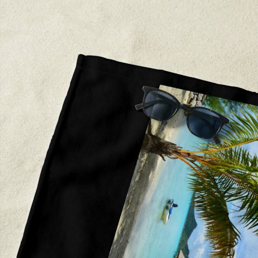 フランス領ポリネシアの熱帯ビーチの郵便はがき ビーチタオル (インサイチュ)