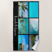 フランス領ポリネシアの熱帯ビーチの郵便はがき ビーチタオル (正面)