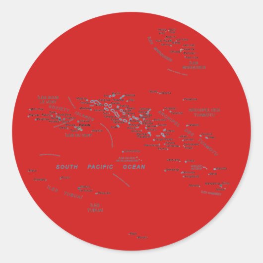 フランス領ポリネシア地図ステッカー ラウンドシール (正面)