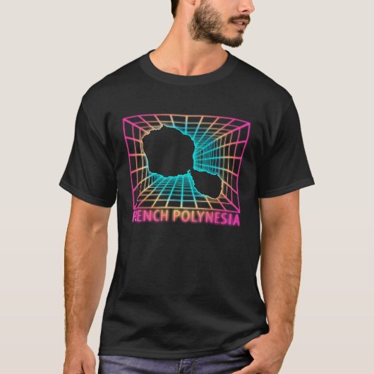 フランス領ポリネシア地図 フランス領ポリネシア Tシャツ (正面)