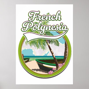 フランス領ポリネシア旅行ロゴ. ポスター