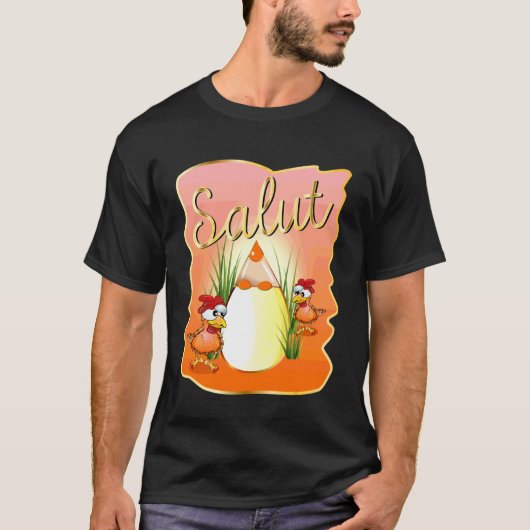 フランス風おもしろニワトリの卵の学校 Tシャツ (正面)