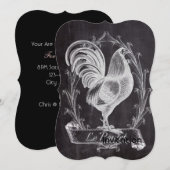 フランス風のシックな黒板 西洋のカントリー調の雄鶏 招待状 (正面/裏面)