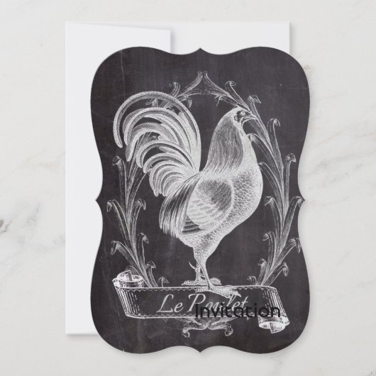 フランス風のシックな黒板 西洋のカントリー調の雄鶏 招待状 (正面)