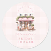 フランス風カフェ ブライダルシャワー ラウンドシール (正面)