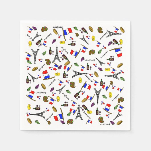 フランス風デザインの紙ナプキン スタンダードカクテルナプキン (正面)