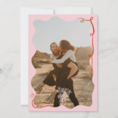 フランス風ピンクの手描きイラスト結婚式写真 招待状 (裏面)