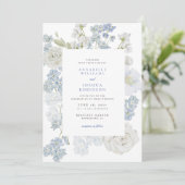 フランス風ブルーの花柄結婚式招待状 招待状 (スタンド正面)