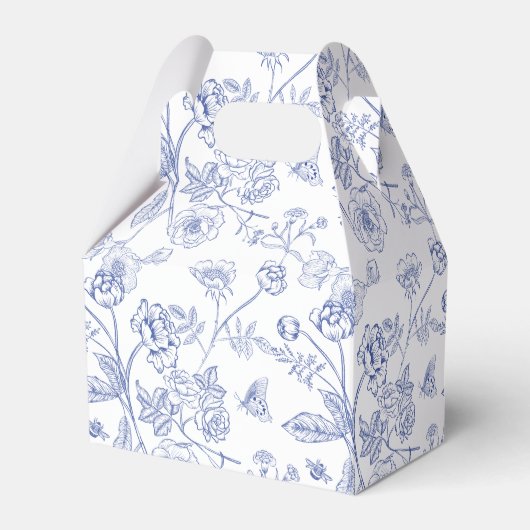 フランス風ブルー＆ホワイトビクトリアンスタイルのブライダルシャワー フェイバーボックス (裏面サイド)