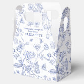 フランス風ブルー&ホワイトビクトリアンスタイルのブライダルシャワー フェイバーボックス (オープン)