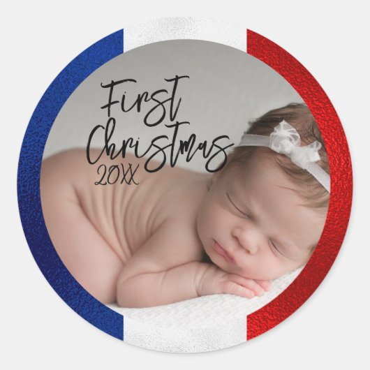 フランス風 赤ちゃんの初めてのクリスマス ラウンドシール (正面)