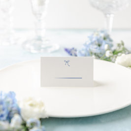 フランス風 青い 気まぐれな 手描き リボン ウェディング プレイスカード