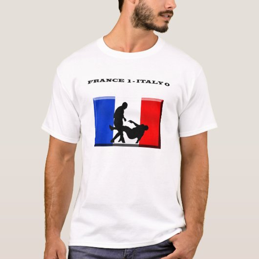 フランス1イタリア0フランスのなサッカー Tシャツ (正面)