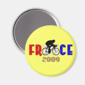 フランス2009年サイクルファン用イエローサイクリングステッカー マグネット (正面/裏面)