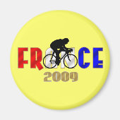 フランス2009年サイクルファン用イエローサイクリングステッカー マグネット (正面)