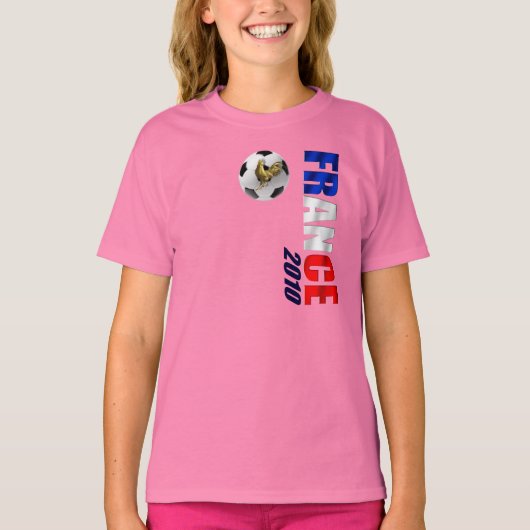 フランス2010垂直サッカーボールのロゴギフト Tシャツ (正面)