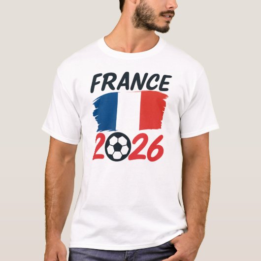 フランス2026サッカー・ファン・デザイン国旗の色 Tシャツ (正面)