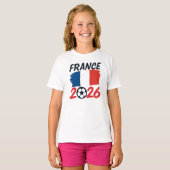 フランス2026サッカー・ファン・デザイン国旗の色 Tシャツ (正面フル)