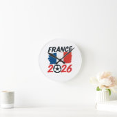 フランス2026サッカー・ファン・デザイン国旗カラー ラウンド壁時計 (ホーム)