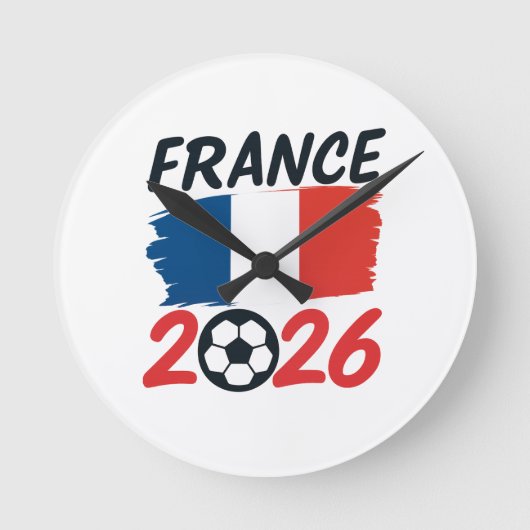 フランス2026サッカー・ファン・デザイン国旗カラー ラウンド壁時計 (正面)