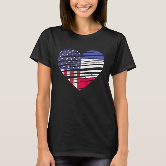 フランス アメリカ 生産 ハート アメリカ 愛国者 伝統 Tシャツ (正面)