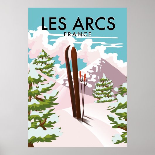 フランス アルプス レザルク 旅行 スキー ポスター (正面)