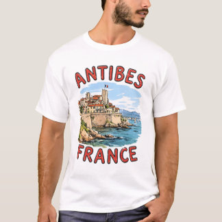 フランス アンティーブ リゾート地 復古 Tシャツ