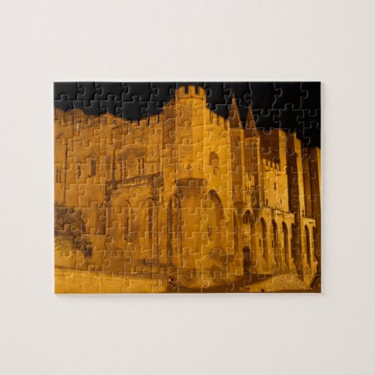 フランス、アヴィニョン、プロヴァンス、パパールパレス（夜2） ジグソーパズル (横)