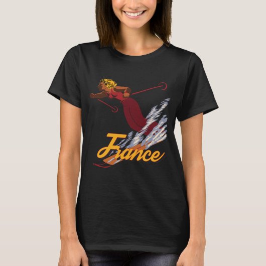 フランス ウィンタースポーツ レトロ トラベル Tシャツ (正面)