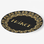 フランス、エッフェルタワー、エレガント金ゴールドデザイン、 ペーパープレート (アングル)