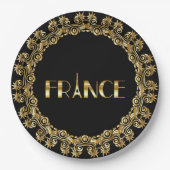 フランス、エッフェルタワー、エレガント金ゴールドデザイン、 ペーパープレート (正面)