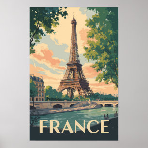 フランス エッフェル塔 旅行 アート ヴィンテージ ポスター